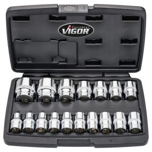 Κασετίνα καρυδάκια πολύγωνα 1/2,¨17 τεμαχίων VIGOR-V7512/17