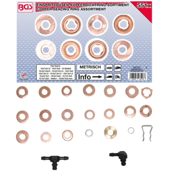 Ροδέλες χαλκού για στεγανοποίηση μπεκ σετ 551 τεμαχίων BGS-8107